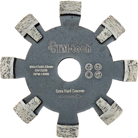 8-zębowy frez diamentowy do ogrzewania podłogowego TM-tech 130x17x22,23 mm Extra Hard