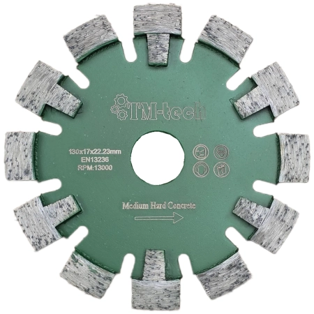 Frez diamentowy do podłogówki miękki beton 130x17 mm TM-tech – widok z przodu